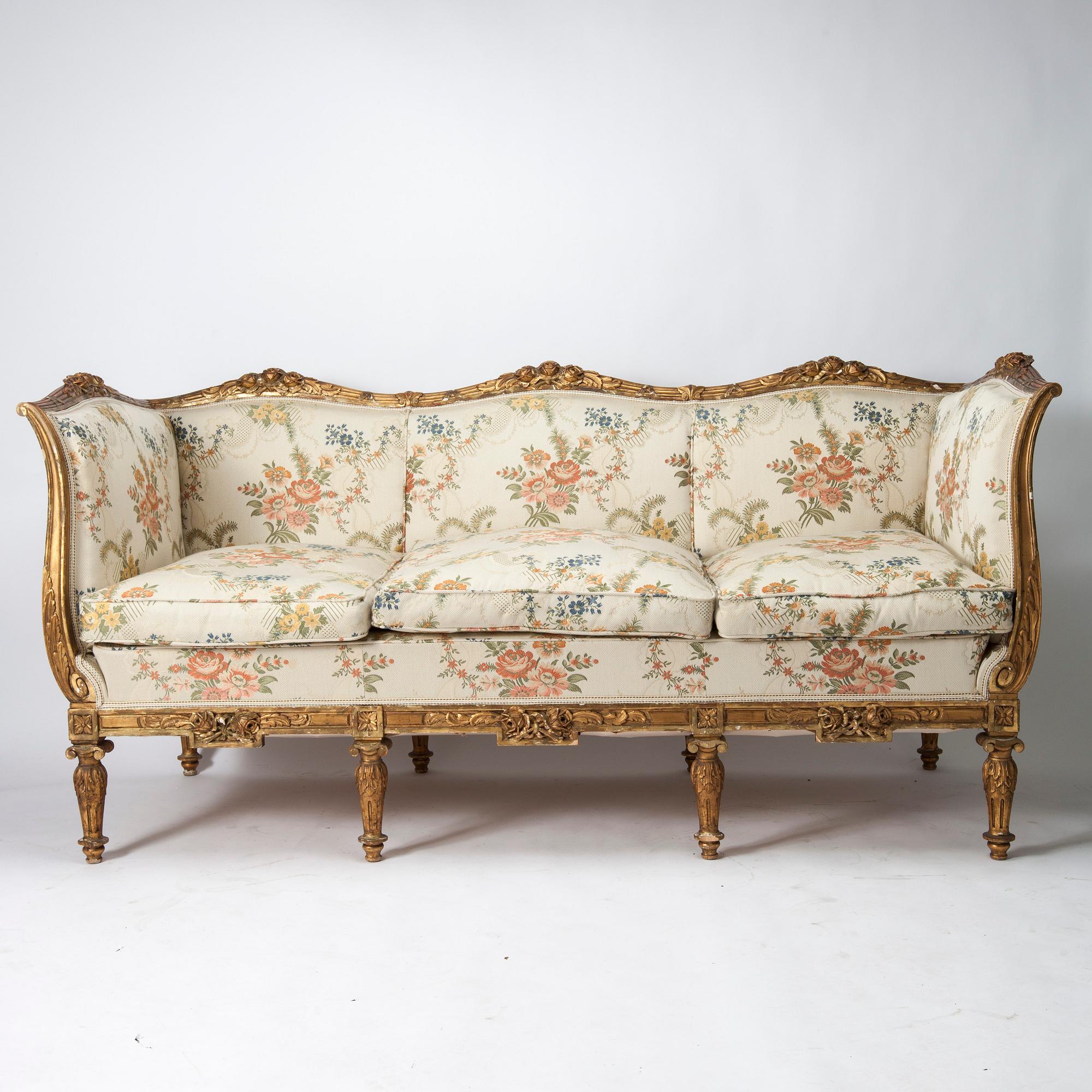 SOFFMÖBLEMANG, 5 delar, Louis XVI-stil, 1900-talets början.