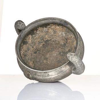 Anna Petrus, & Estrid Ericson, a pewter bowl with handles, model A 309, Firma Svenskt Tenn, Stockholm, 1927.