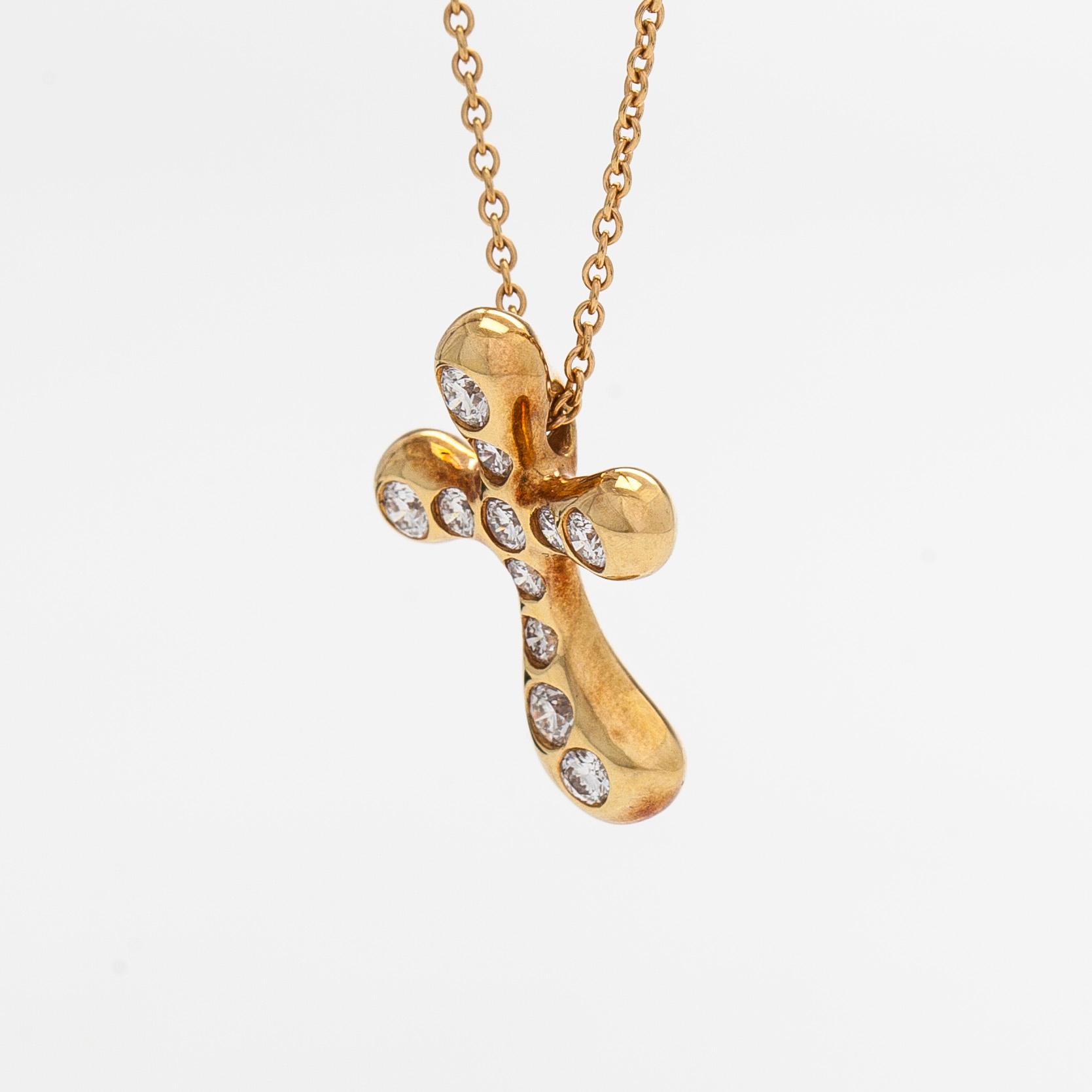 Tiffany & Co, Elsa Peretti, halsband, hänge "Etoile", 18K guld och diamanter.