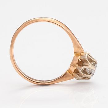 A 14K gold ring with a ca. 0.50 ct diaomond. Russia.