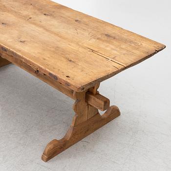 A 19th century pine table.