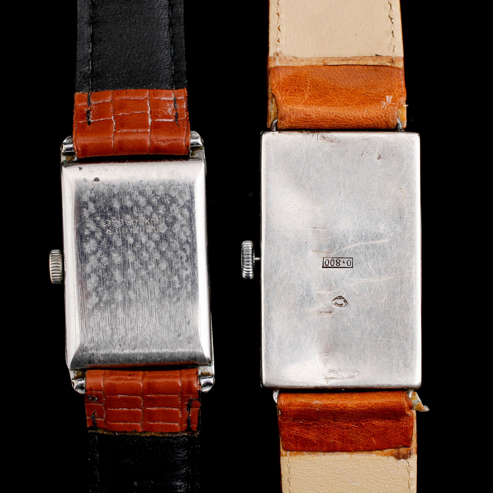 ARMBANDSUR, 2 st, varav 1 i silver, bl a art déco, 1920-/30-tal.