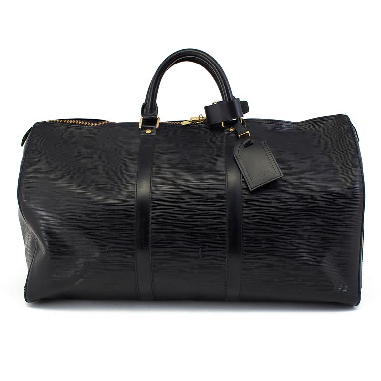 A Louis Vuitton weekend bag  "Keepall 50 Epi Black".