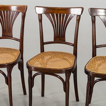 A SET OF FOUR BENTWOOD  CHAIRS J&J KOHN AUSTRIA.