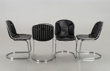 FOUR CHAIRS BY WILLY RIZZO FOR CIDUE, ITALY, SECOND HALF OF 20TH CENTURY,