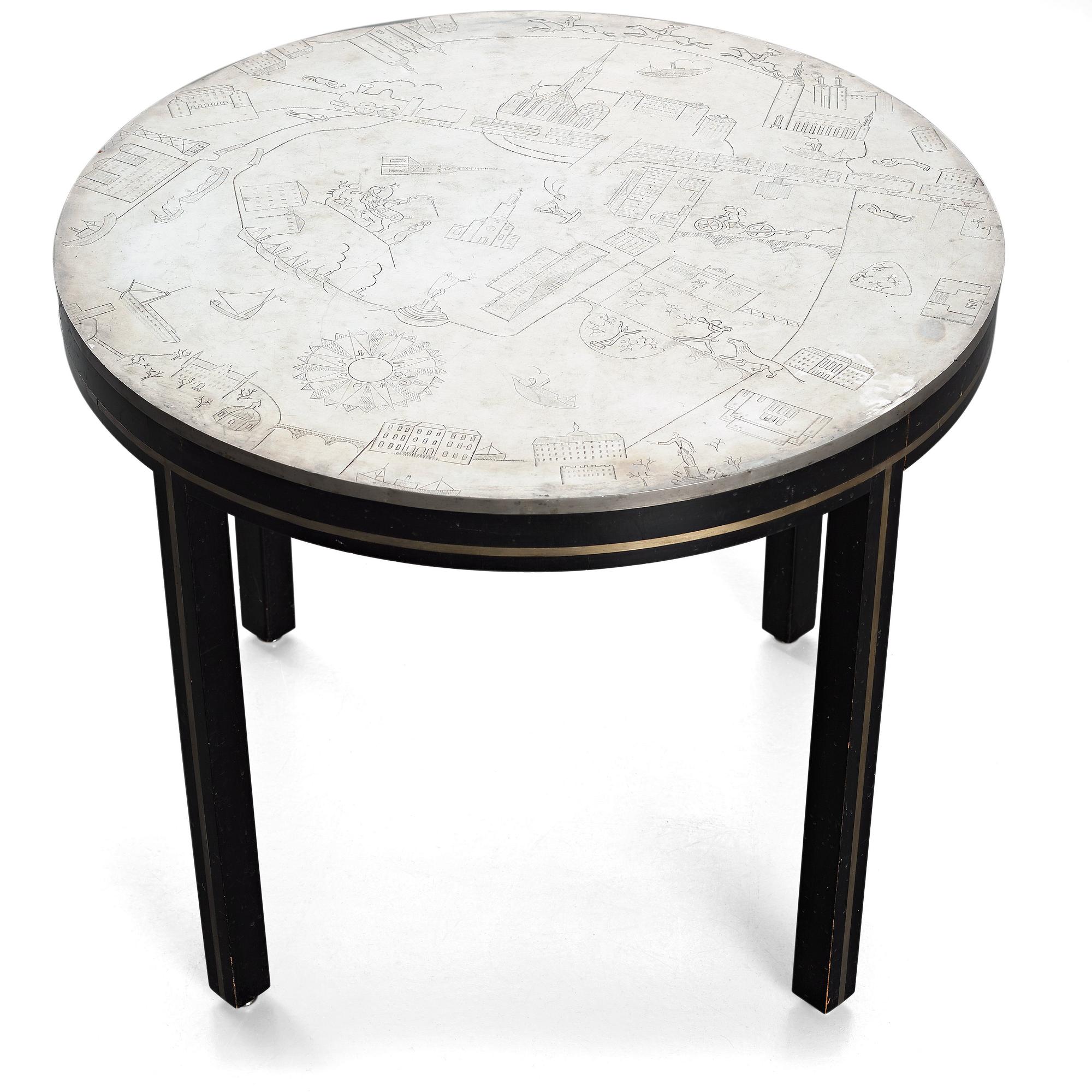 Olof Ågren, & probably Björn Trägårdh or Uno Åhrén, a pewter top table, Stockholm 1930.