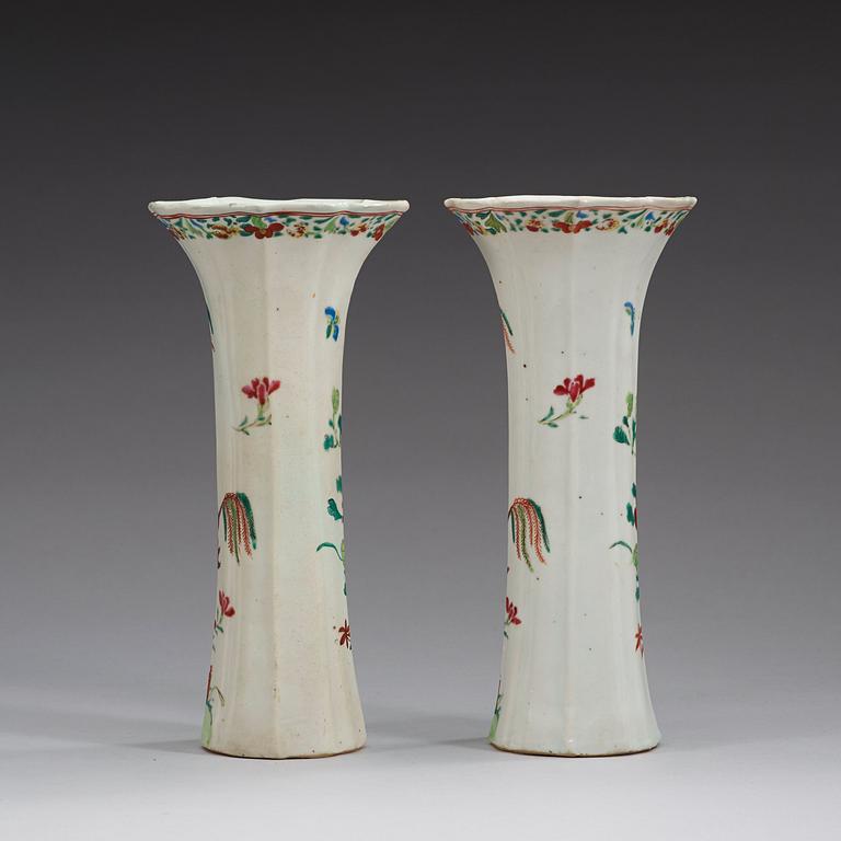 A pair of famille rose vases, Qing dynasty, Qianlong (1736-95).