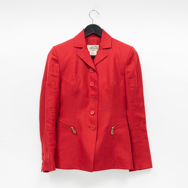 Hermès, a red linen jacket, french size 38.