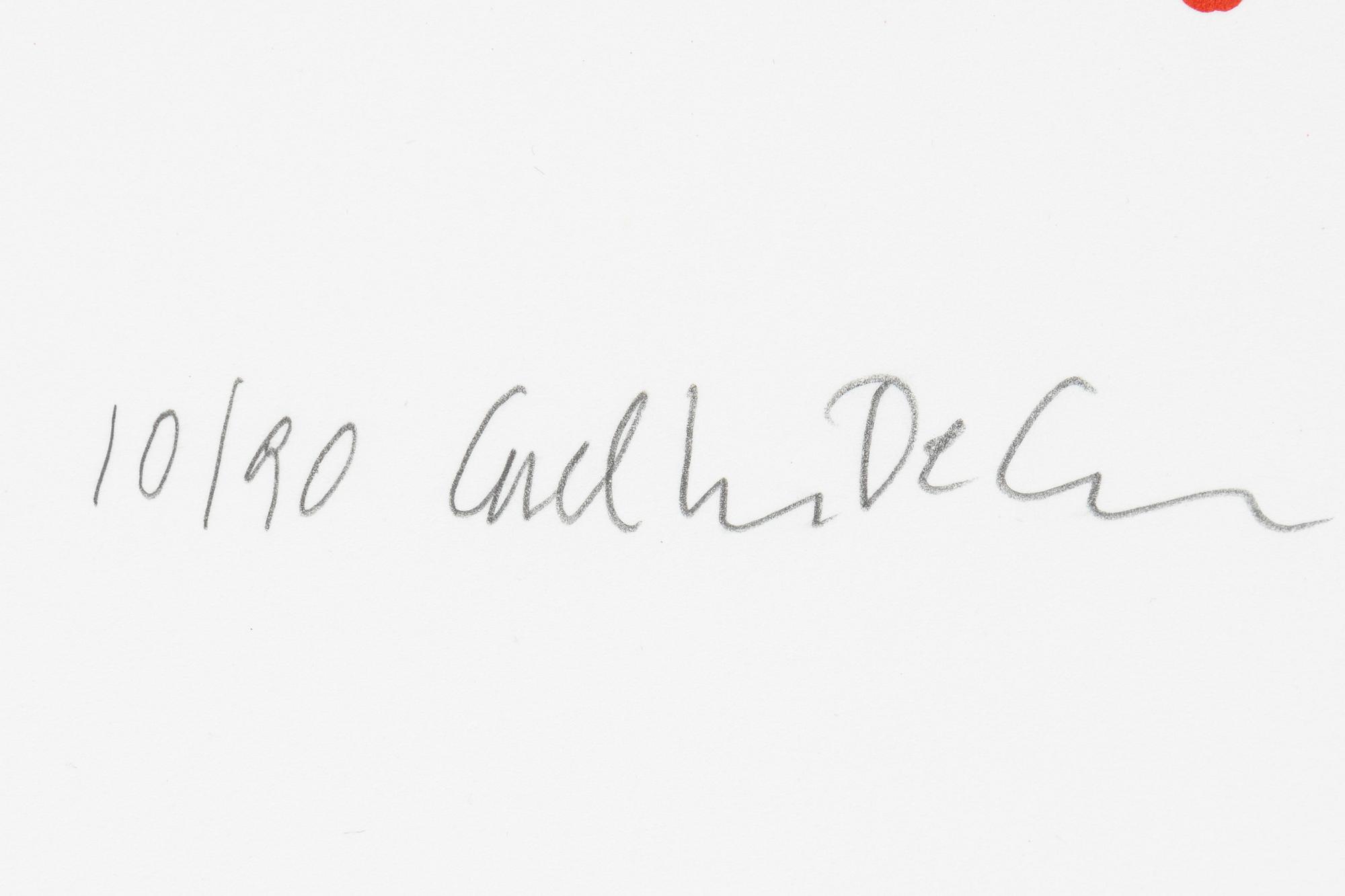 Carl Johan De Geer, färglitografi, signerad 10/90.