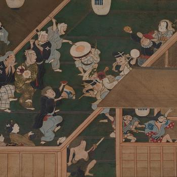 Okänd konstnär, diptyk, del av Makimono. Japan, Edo (1603-1868).