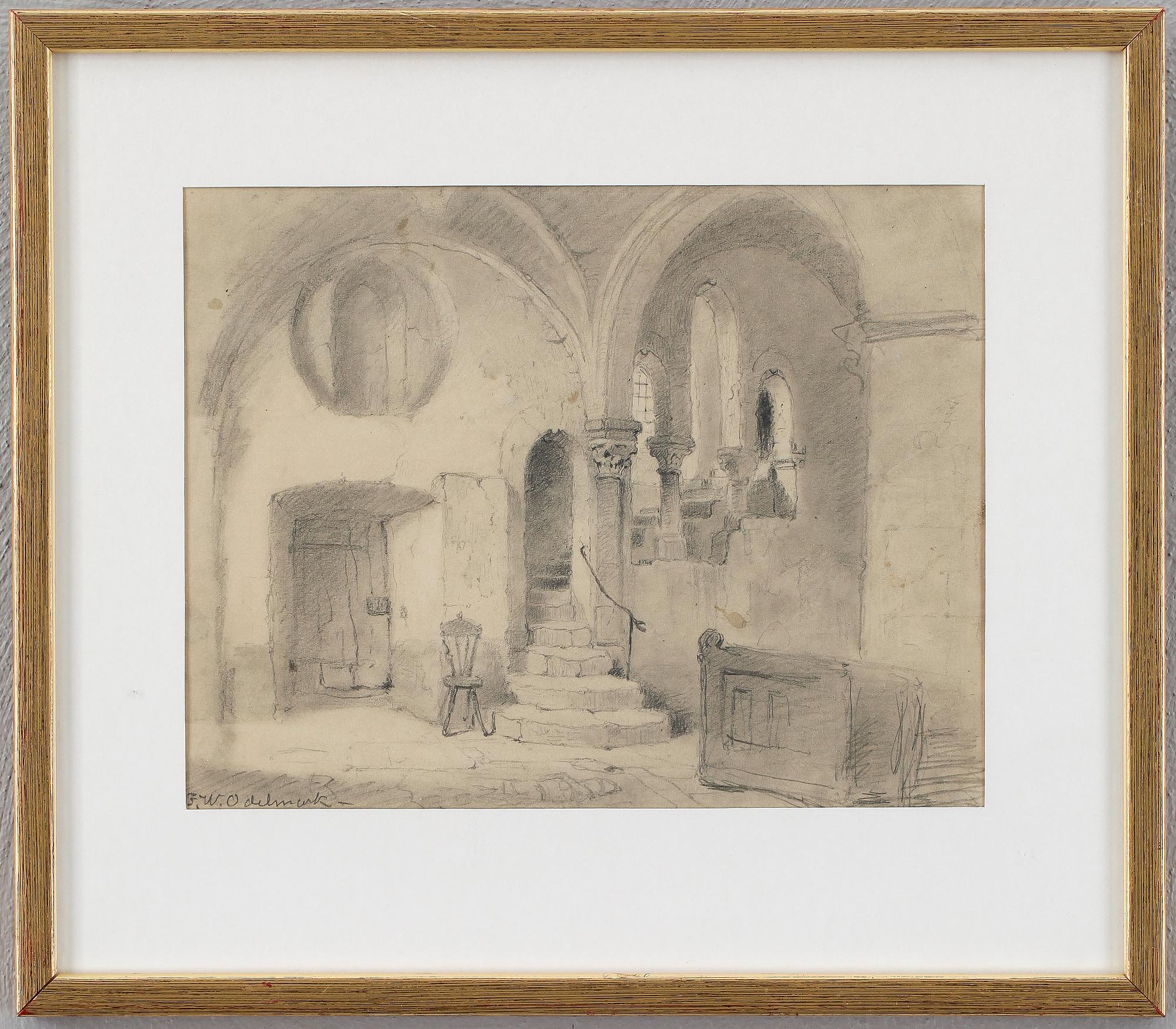 FRANS WILHELM ODELMARK, blyertsteckning, signerad.