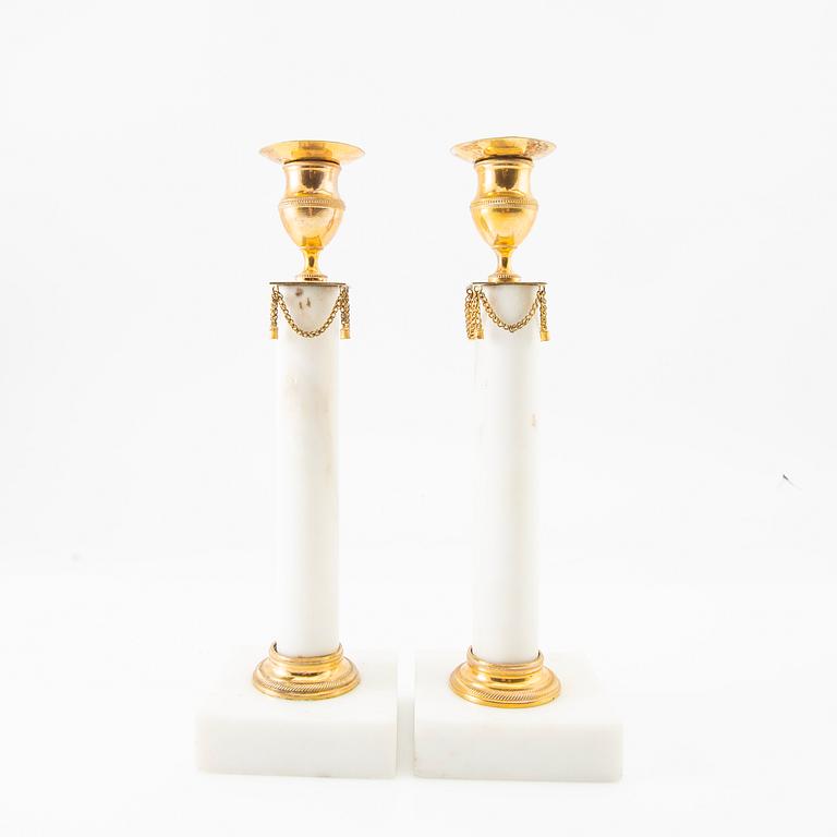 Candelabras, a pair, Late Gustavian around 1800.