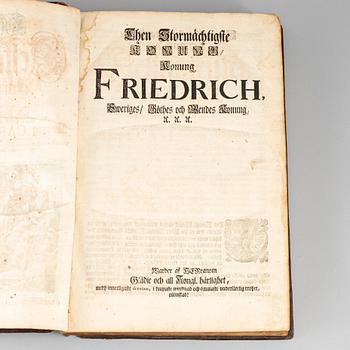 BIBEL, Fredrik I, tryckt av H C Merckell, 1724.