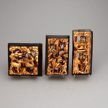 DEKORELEMENT, 3 delar, Kina, 1800/1900-tal.