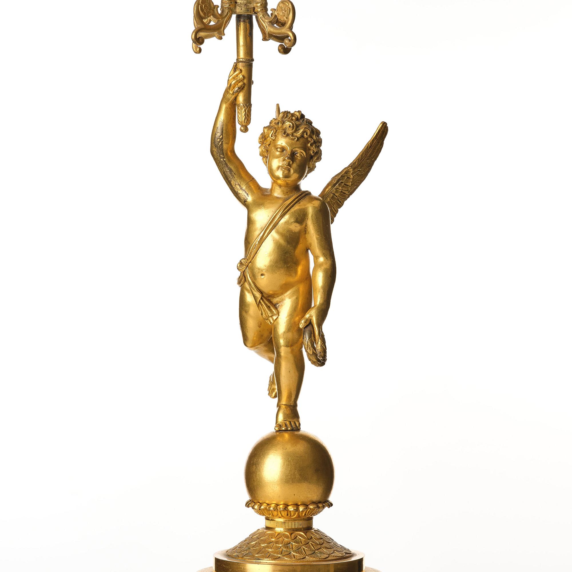 Kandelabrar, ett par, för fem ljus, Frankrike 1800-talets första del, Empire.