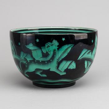 ILSE CLAESSON, "Serie V", bålskål, flintgods. Rörstrand 1930-tal.