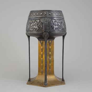 A early 20th century Jugend Wurttembergische Metallwarenfabrik (WMF) EPNS vase from Germany.