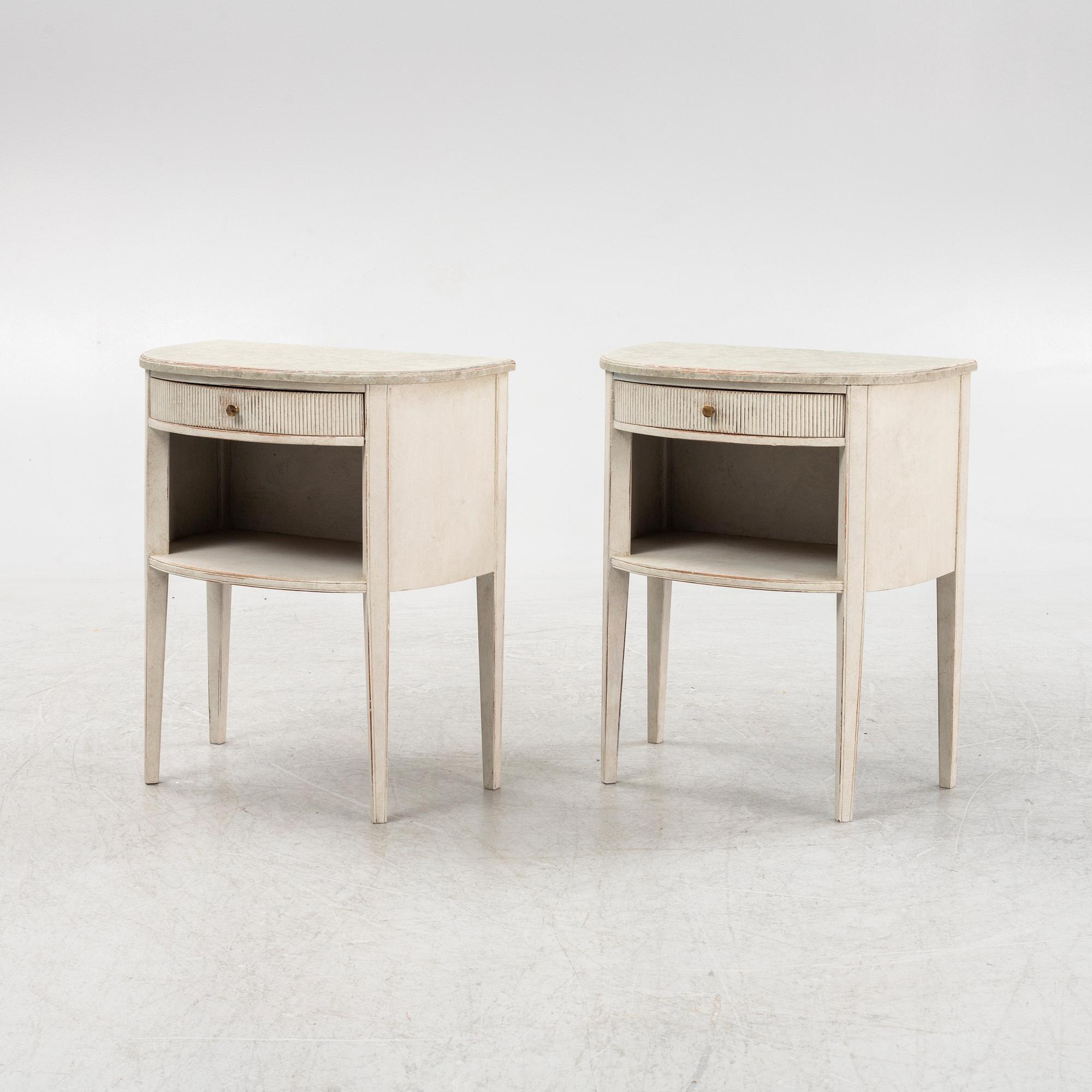 A painted pair of bedside tables from Nordiska Kompaniet.