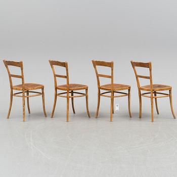 Four chairs by J&J Kohn, Vienna, Austria.