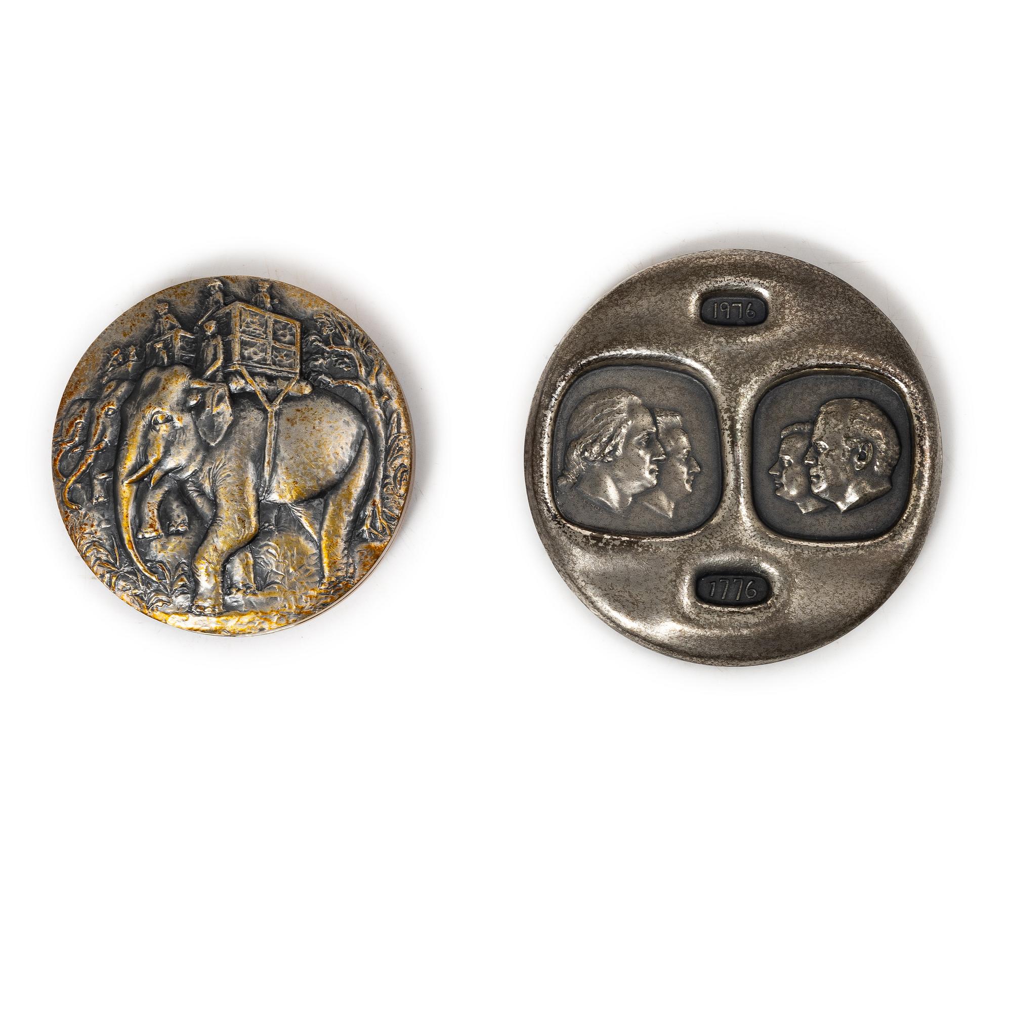Medals 2 pcs, sterling silver, 1976.