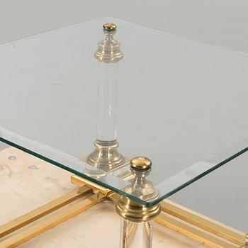 A GLAS TOP COFFEE TABLE END OF 20TH CENTURY.