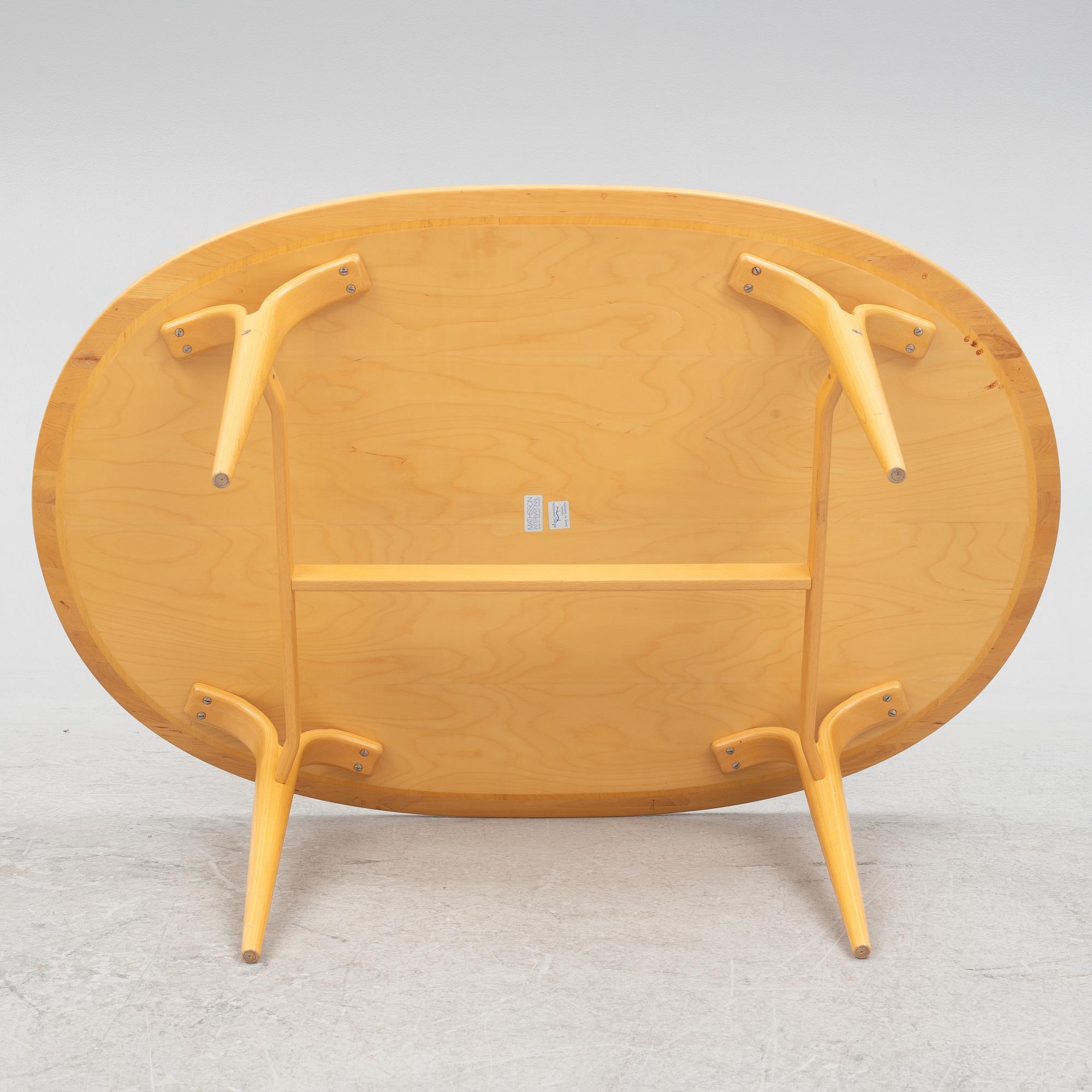 Bruno Mathsson, a birch coffee table, Mathsson International, Sweden, end of the 20th century.