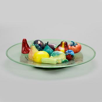 FAT med FRUKTER, glas, troligen Venini, Italien, 1900-talets första hälft.