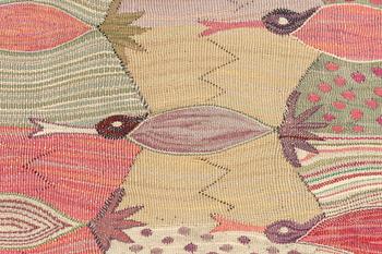 Marianne Richter, a drape, "Brokiga fåglar". tapestry variant, ca 191 x 133 cm, signed AB MMF MR.