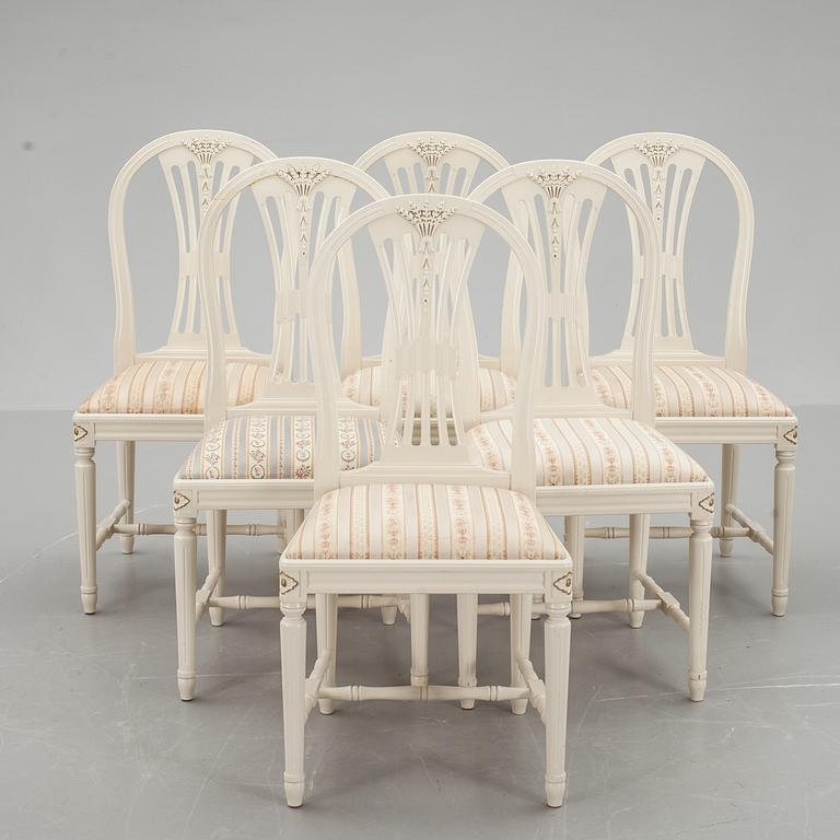 MATSALSMÖBLEMANG, 9 delar, gustaviansk stil, 1900-talets slut.