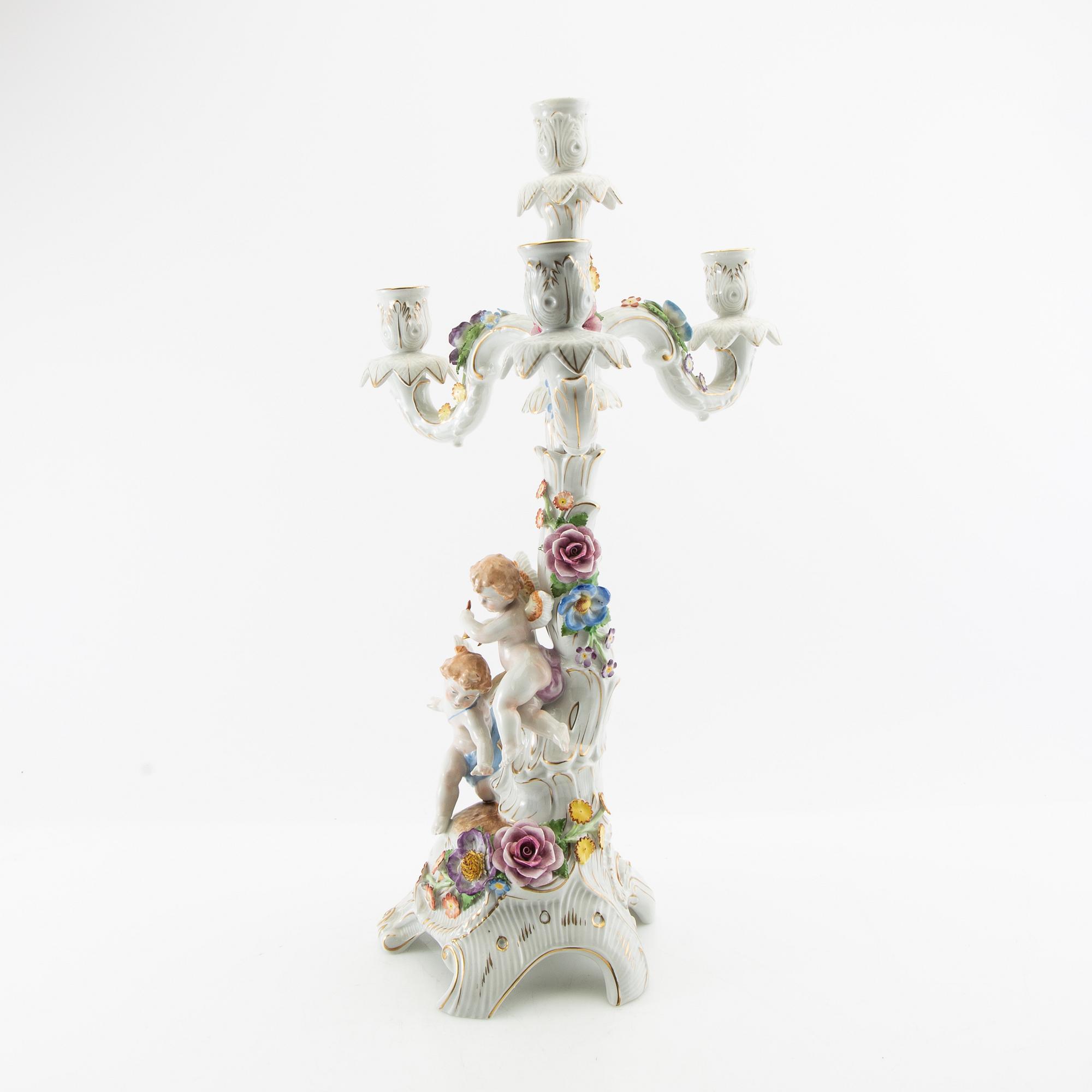 Candelabrum Schierholz Germany mid-20th century porcelain.