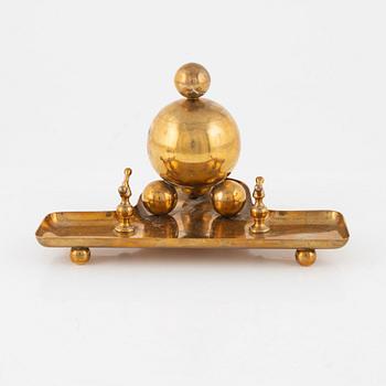 A brass five-piece inkstand suite from Gusum, 20th century.