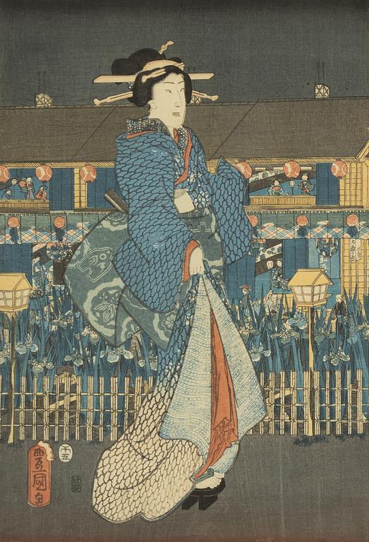 Utagawa Kunisada, a woodblock print in colours, mid 19th Century.