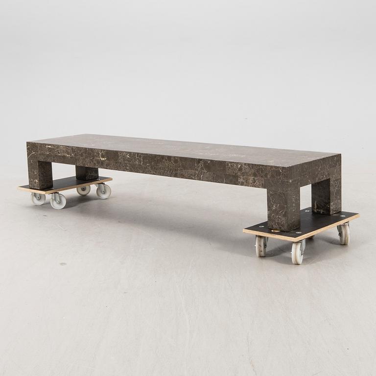 A late 20th century/21 st century travertin coffee table/sideboard.