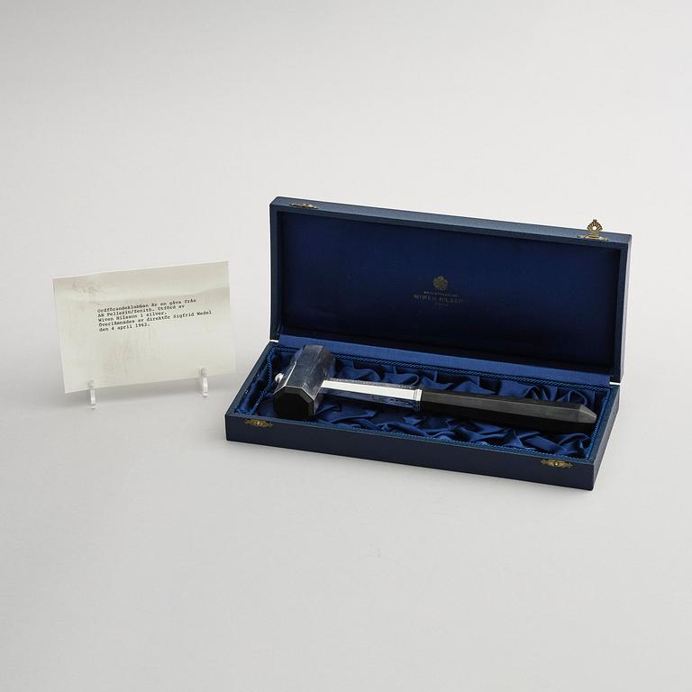 Wiwen Nilsson, a sterling silver and wood ceremonial mallet, Lund, Sweden, 1962.