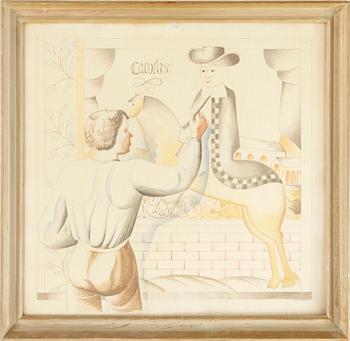 MANNE ÖSTLUND, blandteknik på papp, signerad.