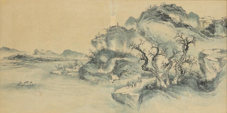 Unidentified artist, Figures in a riverscape, China, around 1900.