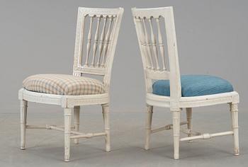 Four late Gustavian circa 1800 chairs.