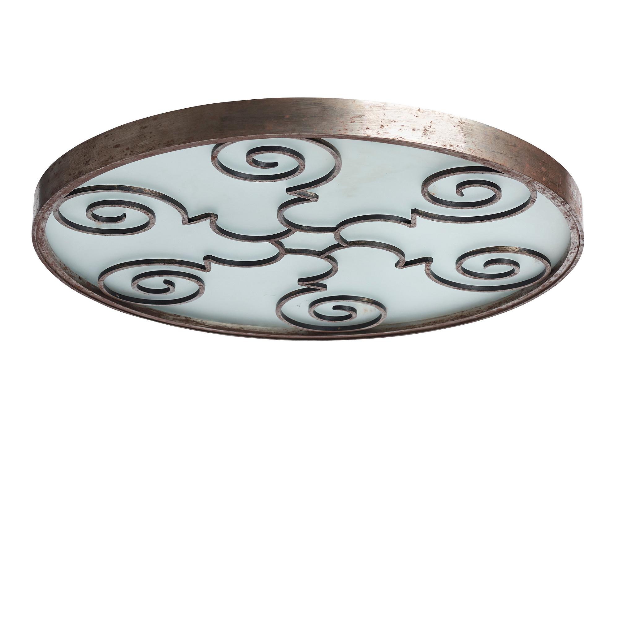 Lars Holmström, a Swedish Grace brass and steel framed ceiling light, Arvika 1920-30s.