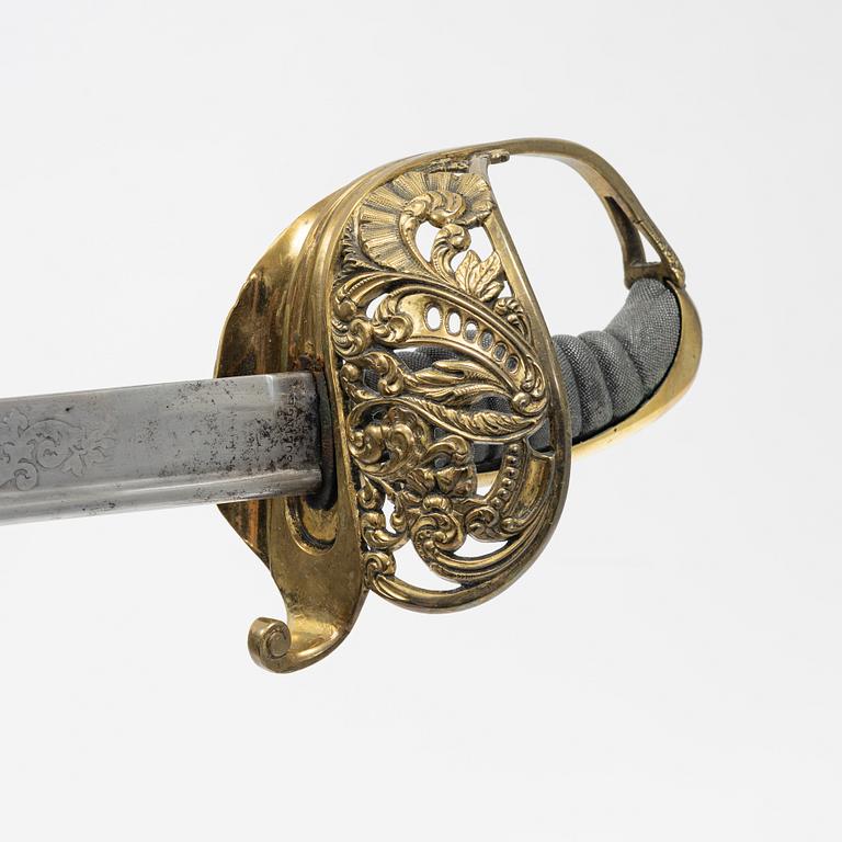 A Swedish infantry officer's sabre 1859 pattern with scabbard.