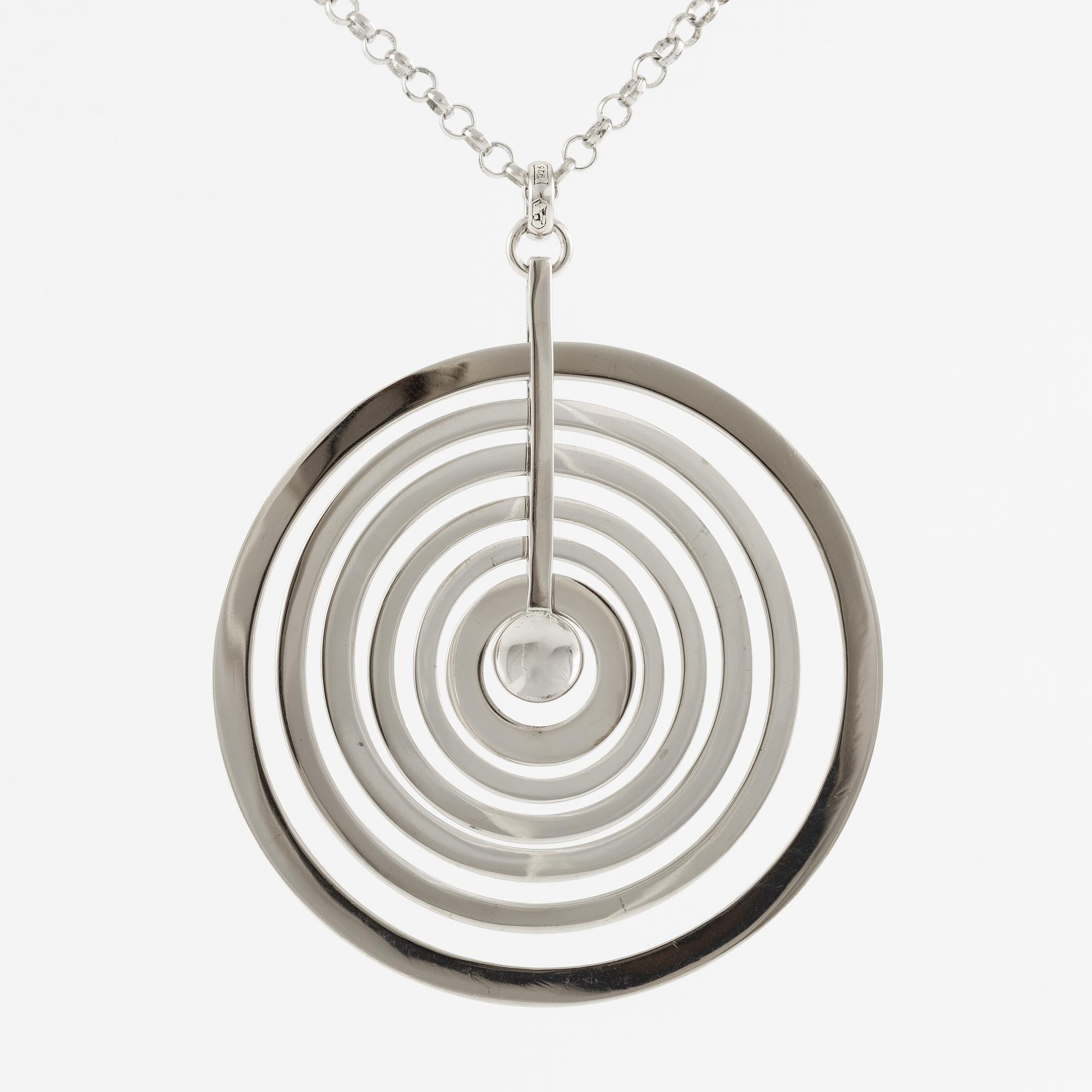 Tapio Wirkkala, pendant with chain "Silvermoon", sterling silver, for Kultakeskus.