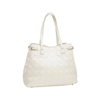 CHRISTIAN DIOR, a frosted white canvas "Dior Panarea" shopping bag.