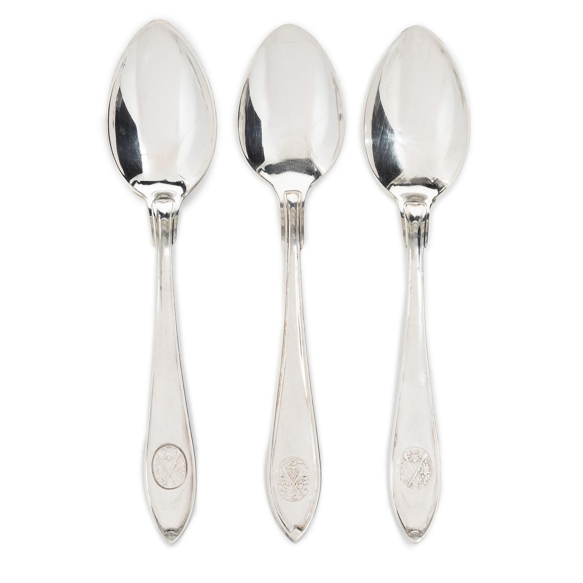 Nineteen spoons, 'Skytte' model, MGAB, GAB and C.G. Hallberg, 1950's/60's.