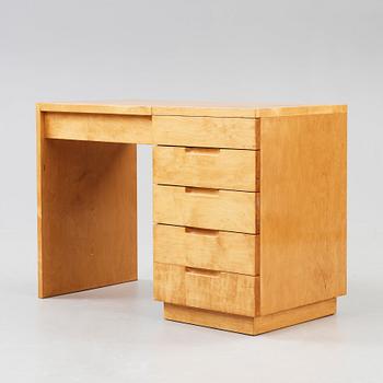An Alvar Aalto birch working table/ lady's desk, made on license by Design Aalto Hedemora 1945-54.