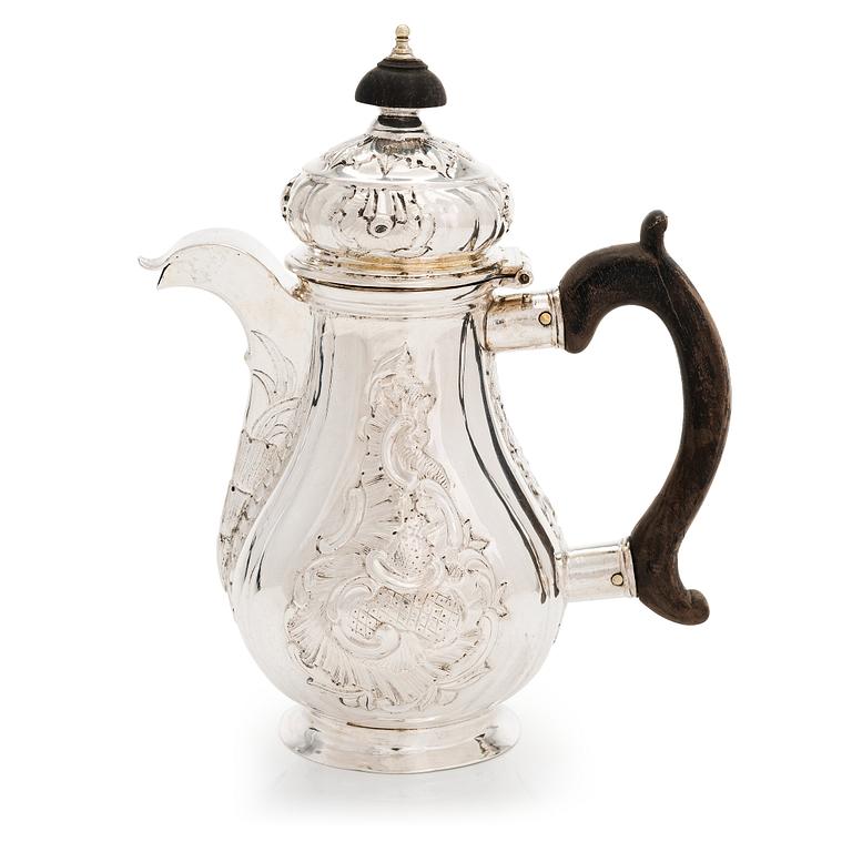 A Russian Rococo style silver coffee pot, Moscow ca. 1759-1784.