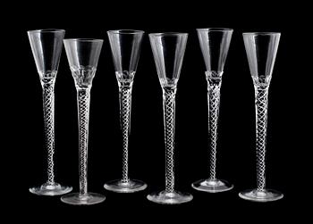 GLAS PÅ FOT, 6 st, 1800-/1900-tal.