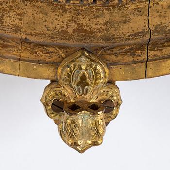A Gustavian two-light girandole mirror, Stockholm, late 18th century.