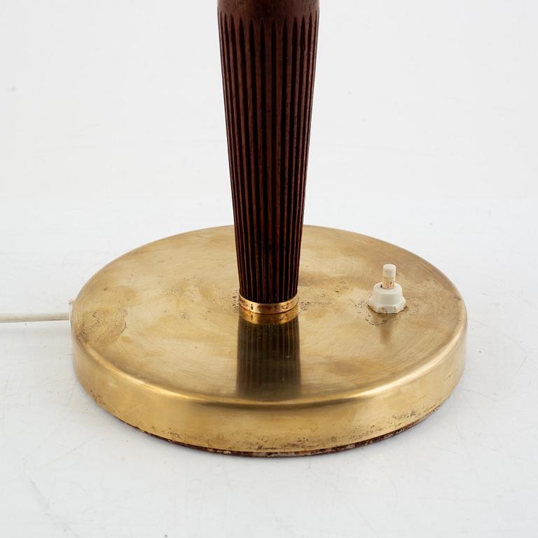 Hans Bergström, a model E1161 brass and teak table lamp, ASEA Belysning, 1940's.