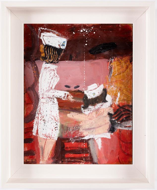 Helene Billgren, mixed media on panel, signed.
