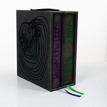 Friedensreich Hundertwasser, Books, 2 vols, 9790/10000, with accompanying colour etching, stamped signature and numbered 1004/2000. Taschen, 2000, Cologne.