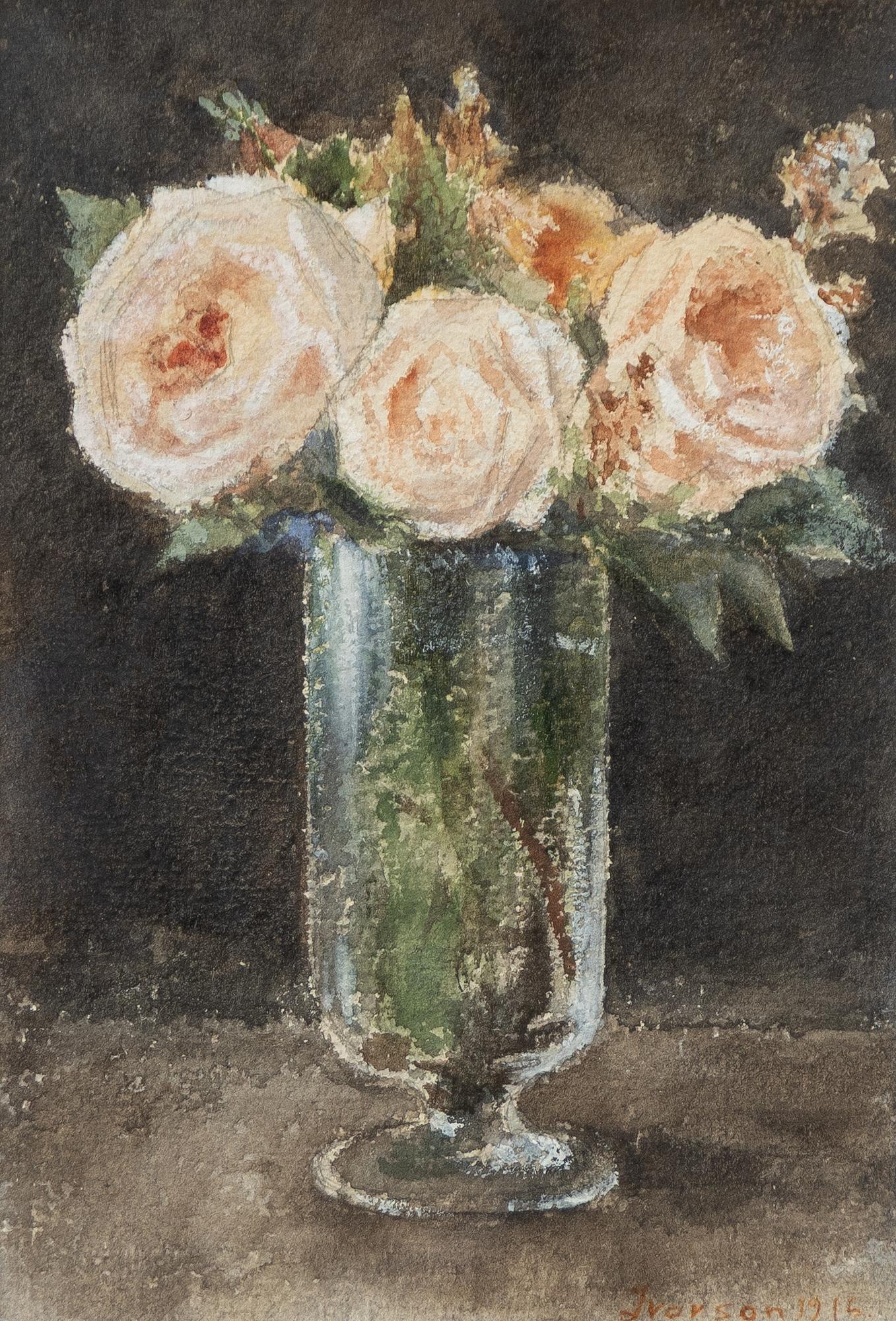 Ivan Ivarson, Roses in a glass vase.